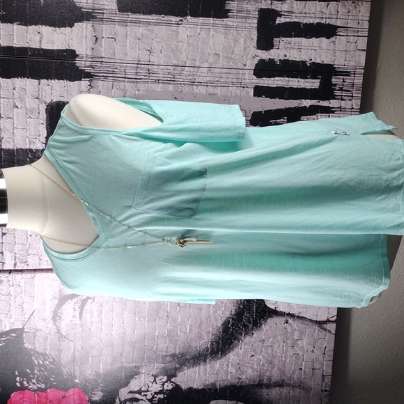 Seven7 Blue Cold Shoulder Top - Picture 2 of 6